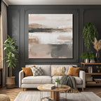 Abstract Painting Beige Grey Peach