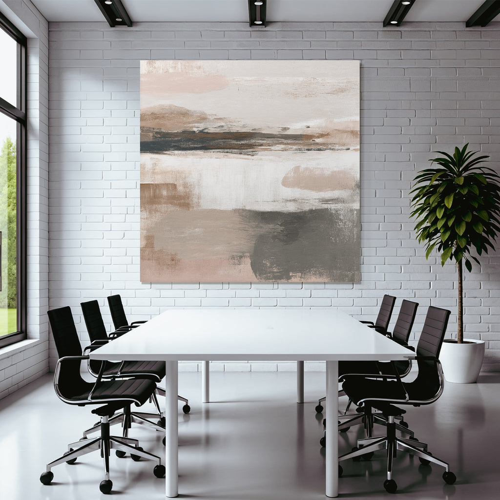 Abstract Painting Beige Grey Peach