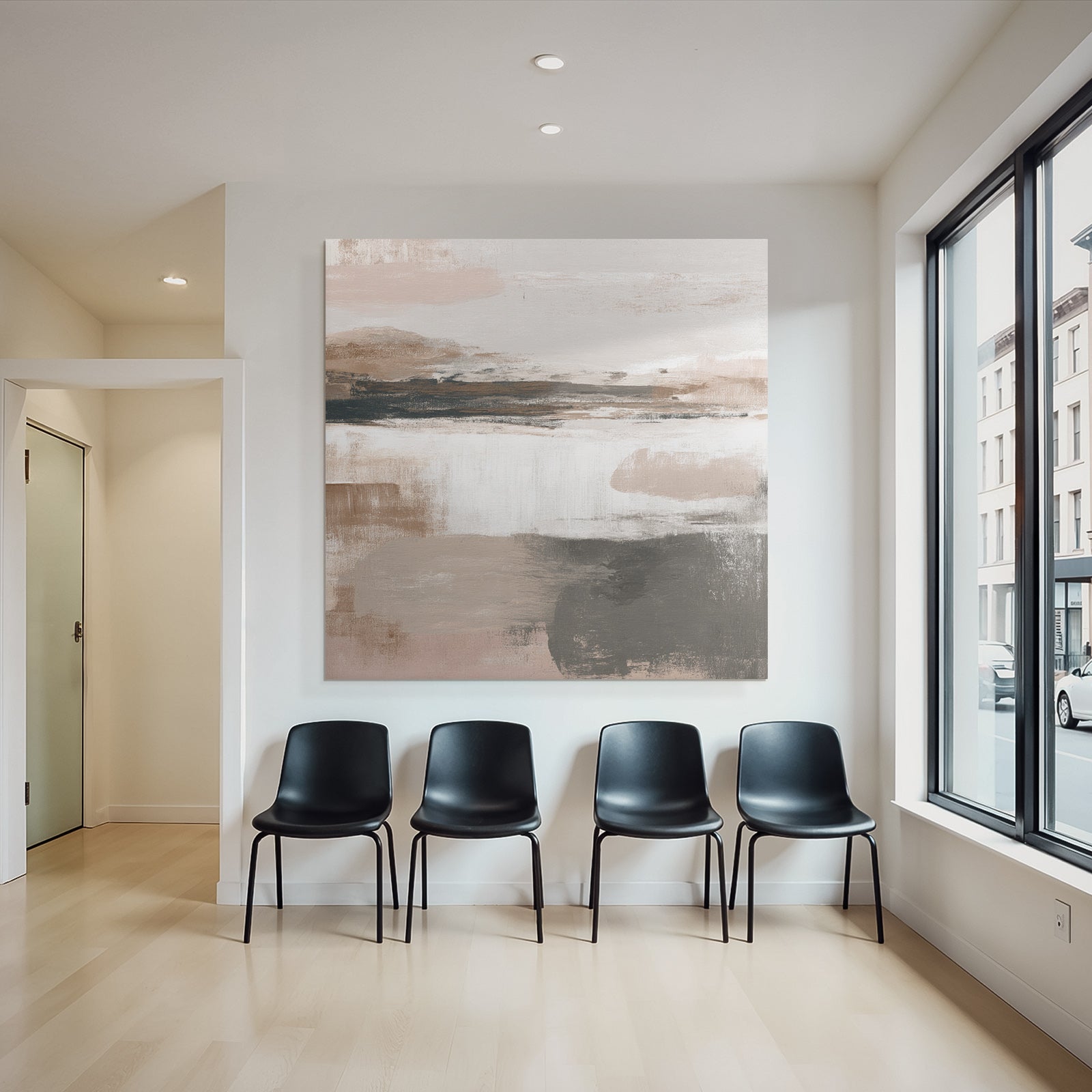 Abstract Painting Beige Grey Peach