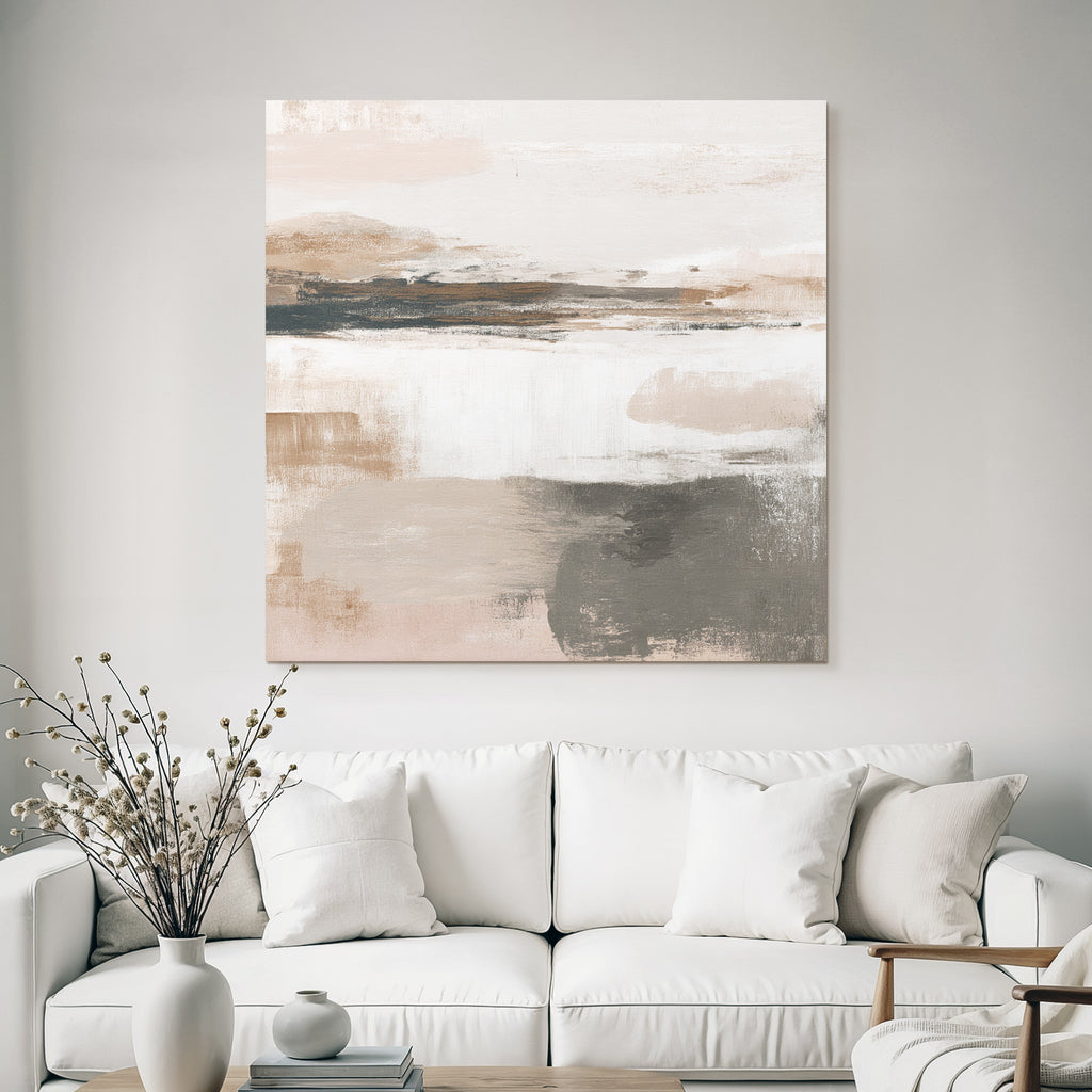 Abstract Painting Beige Grey Peach