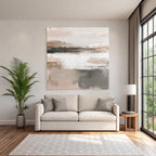 Abstract Painting Beige Grey Peach