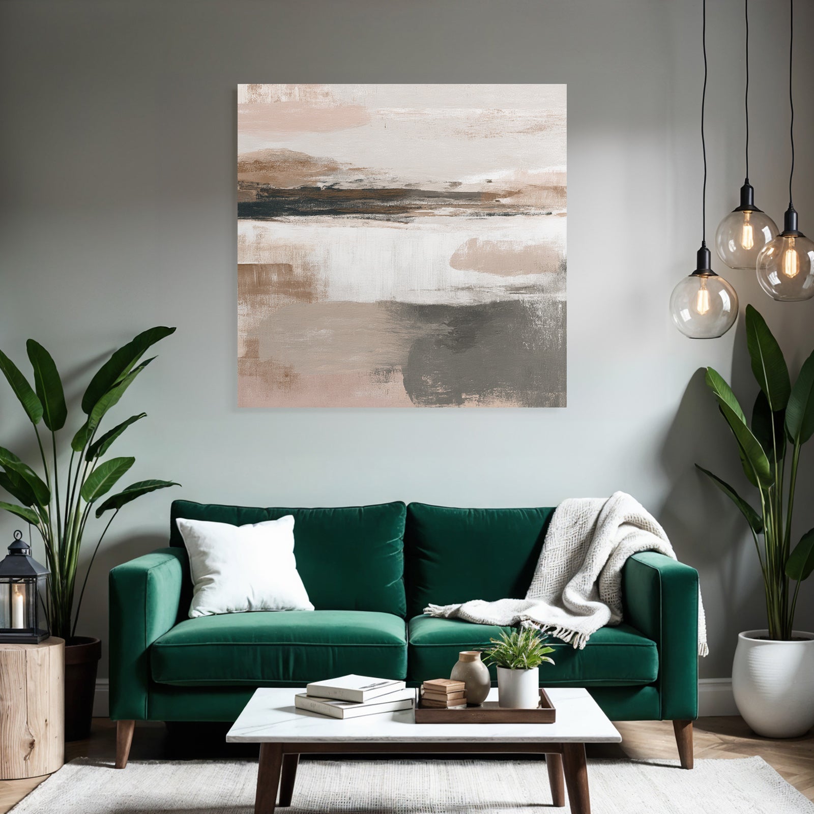 Abstract Painting Beige Grey Peach