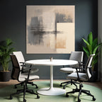 Abstraktes Gemaelde Mit Grautoenen Beige Und Gold