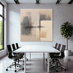 Abstraktes Gemaelde Mit Grautoenen Beige Und Gold
