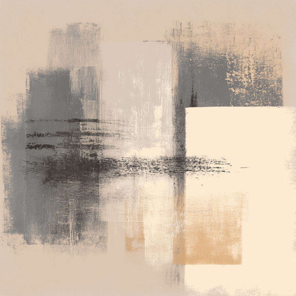 Abstraktes Gemaelde Mit Grautoenen Beige Und Gold | Japandi | Einrichtungsstile