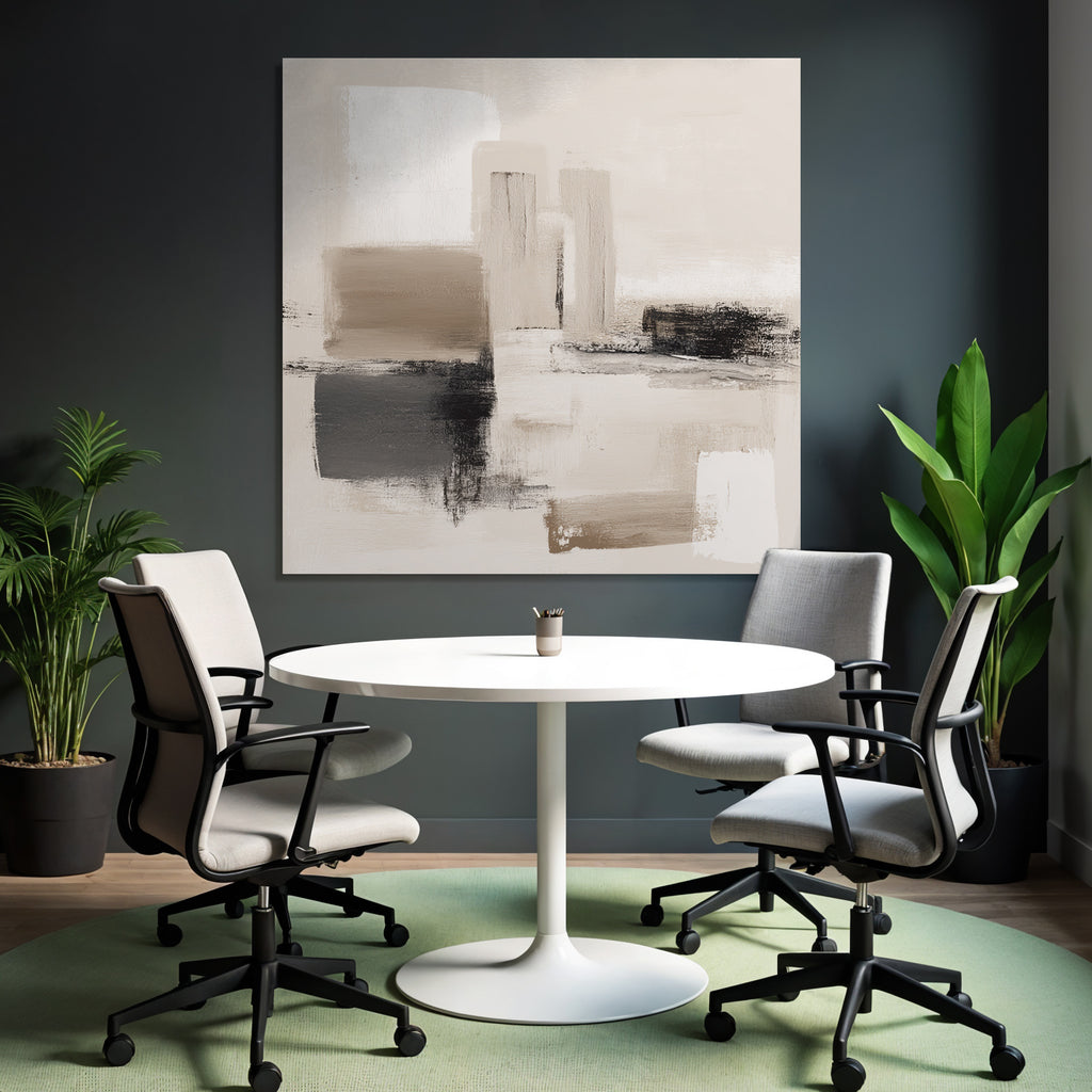 Abstract Painting Nuvene Black Brush Strokes Minimalist