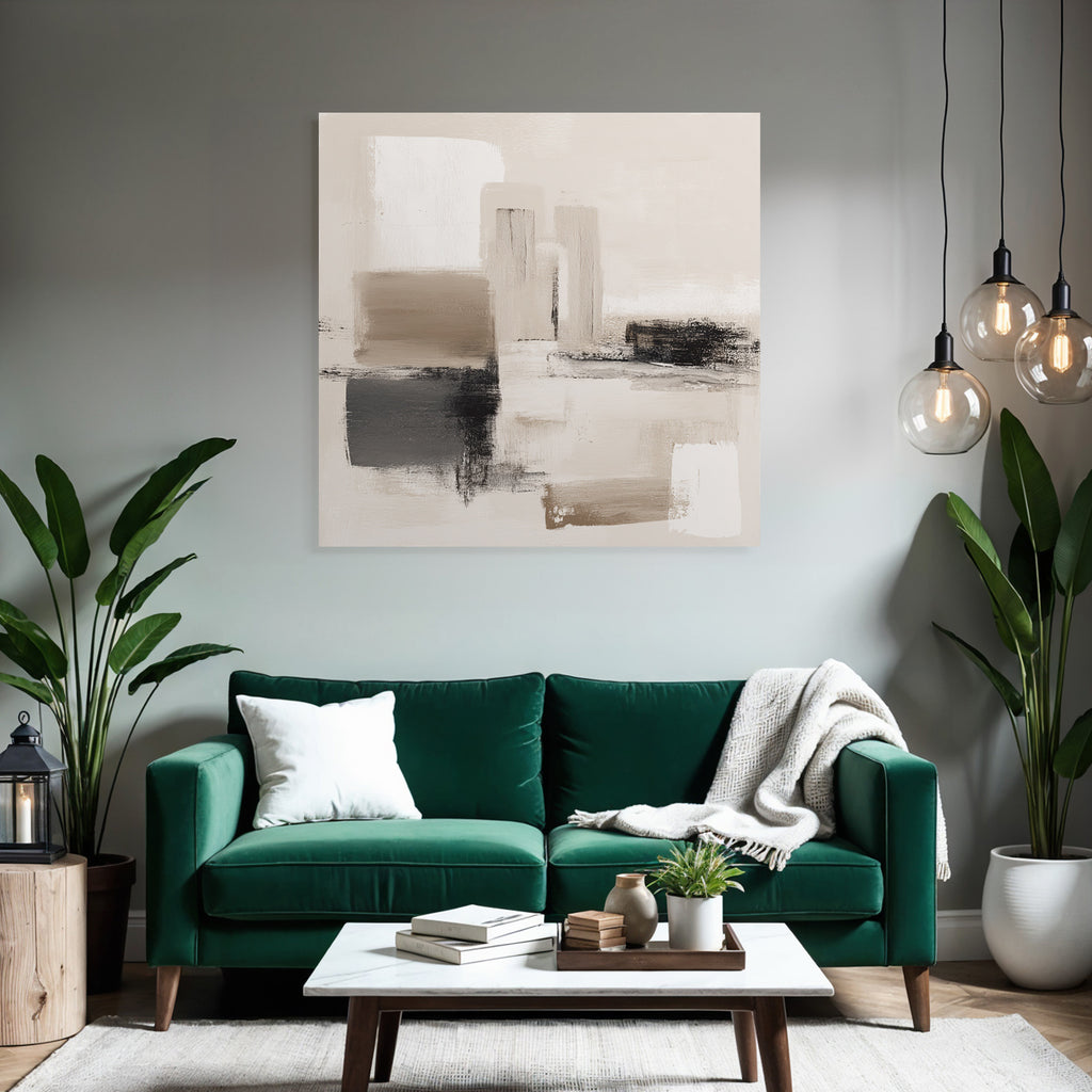 Abstract Painting Nuvene Black Brush Strokes Minimalist