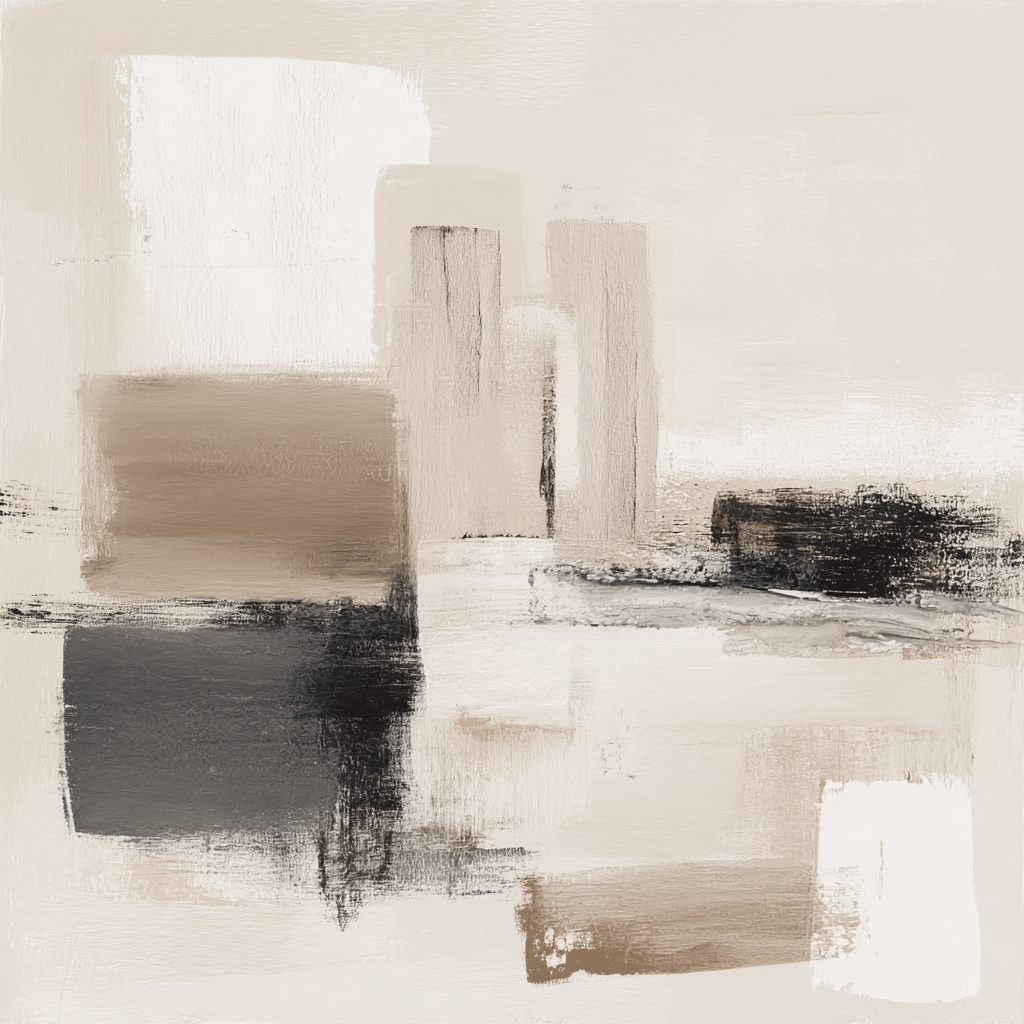 Abstraktes Gemaelde Nuvene Black Brush Strokes Minimalistisch | Japandi | Einrichtungsstile