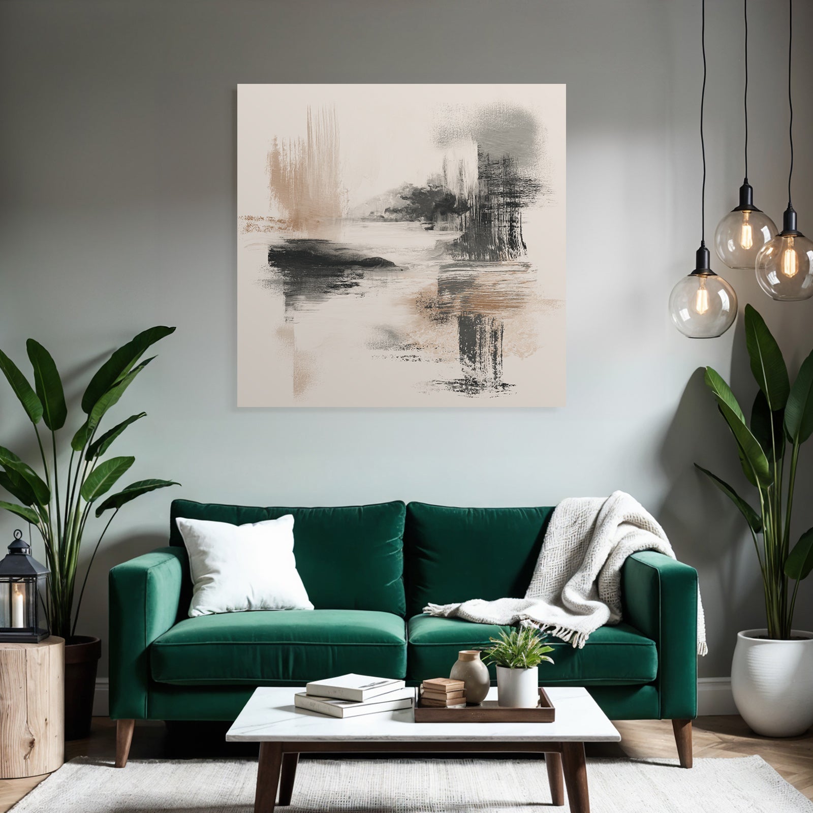 Abstraktes Gemaelde Sanfte Pinselstriche Gedaempfte Farben Serene Landschaft Oder Meereslandschaft