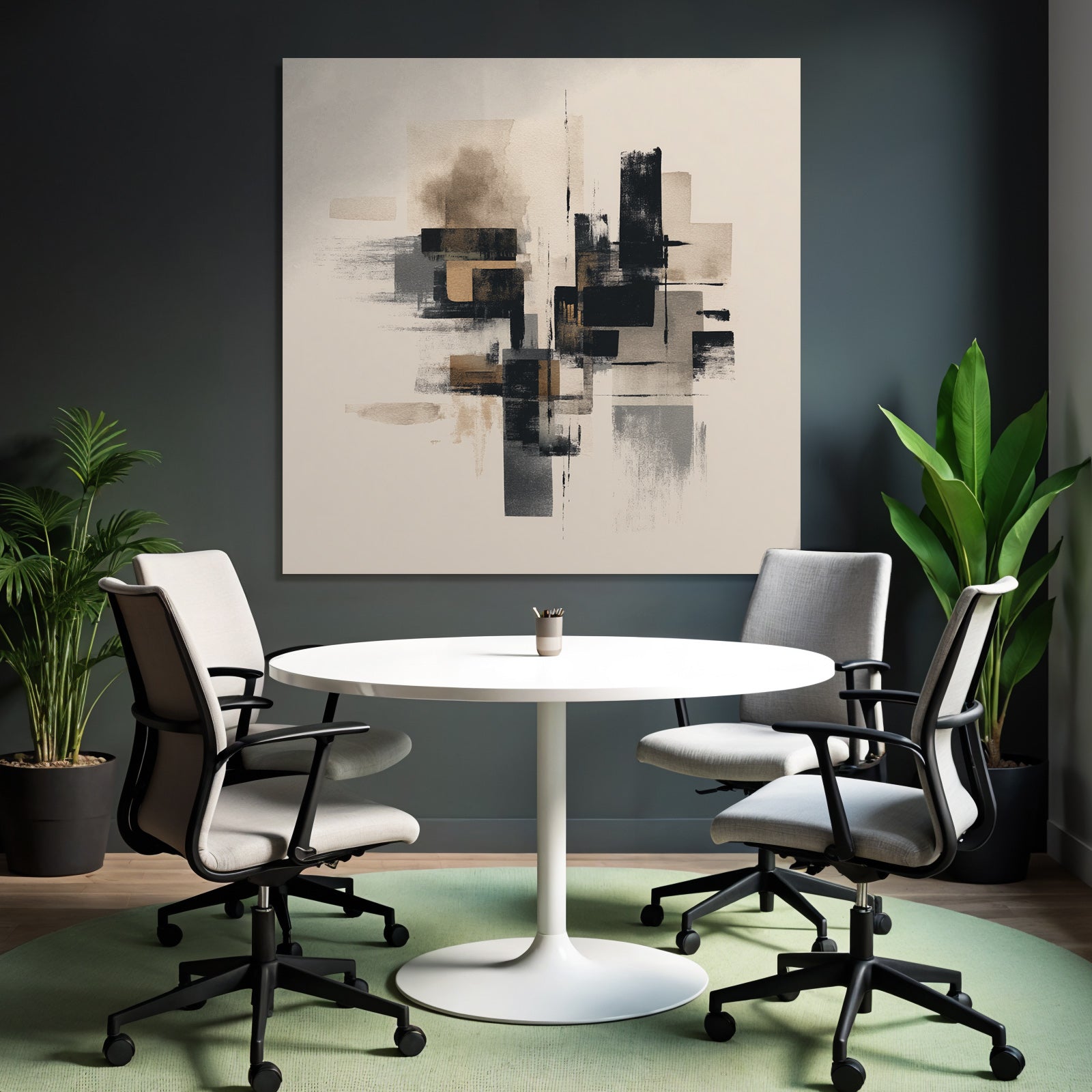 Abstraktes Kunstwerk Geometrische Formen Schwarz Beige Grau Texturen