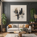 Abstraktes Kunstwerk Geometrische Formen Schwarz Beige Grau Texturen