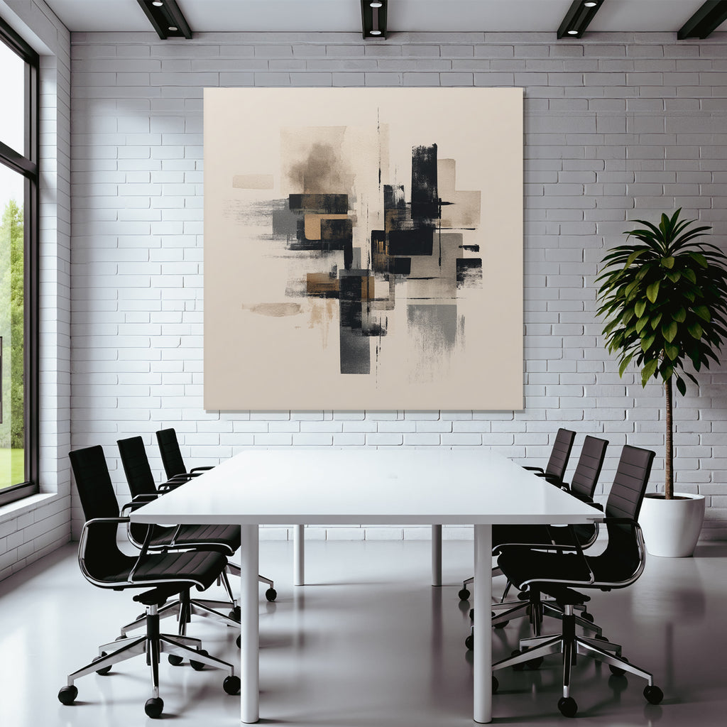 Abstraktes Kunstwerk Geometrische Formen Schwarz Beige Grau Texturen
