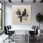Abstraktes Kunstwerk Geometrische Formen Schwarz Beige Grau Texturen