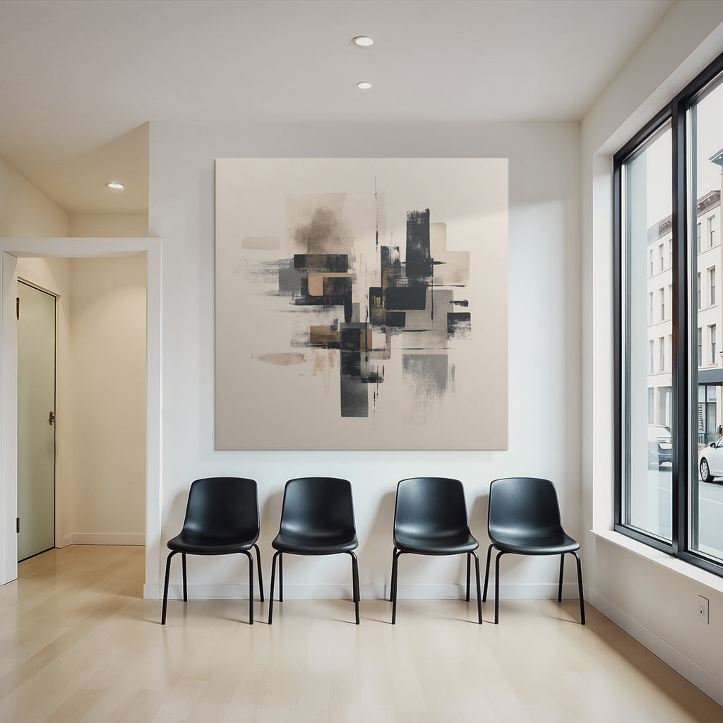 Abstraktes Kunstwerk Geometrische Formen Schwarz Beige Grau Texturen