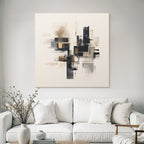 Abstraktes Kunstwerk Geometrische Formen Schwarz Beige Grau Texturen