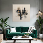 Abstraktes Kunstwerk Geometrische Formen Schwarz Beige Grau Texturen