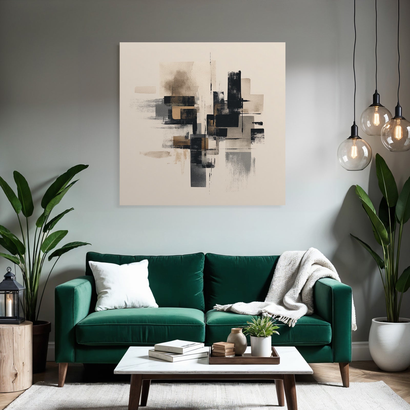 Abstraktes Kunstwerk Geometrische Formen Schwarz Beige Grau Texturen