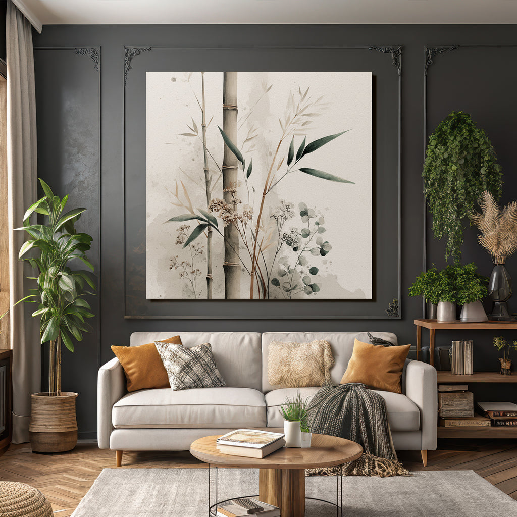 Artistic Bamboo Watercolor Decorative Plants Image