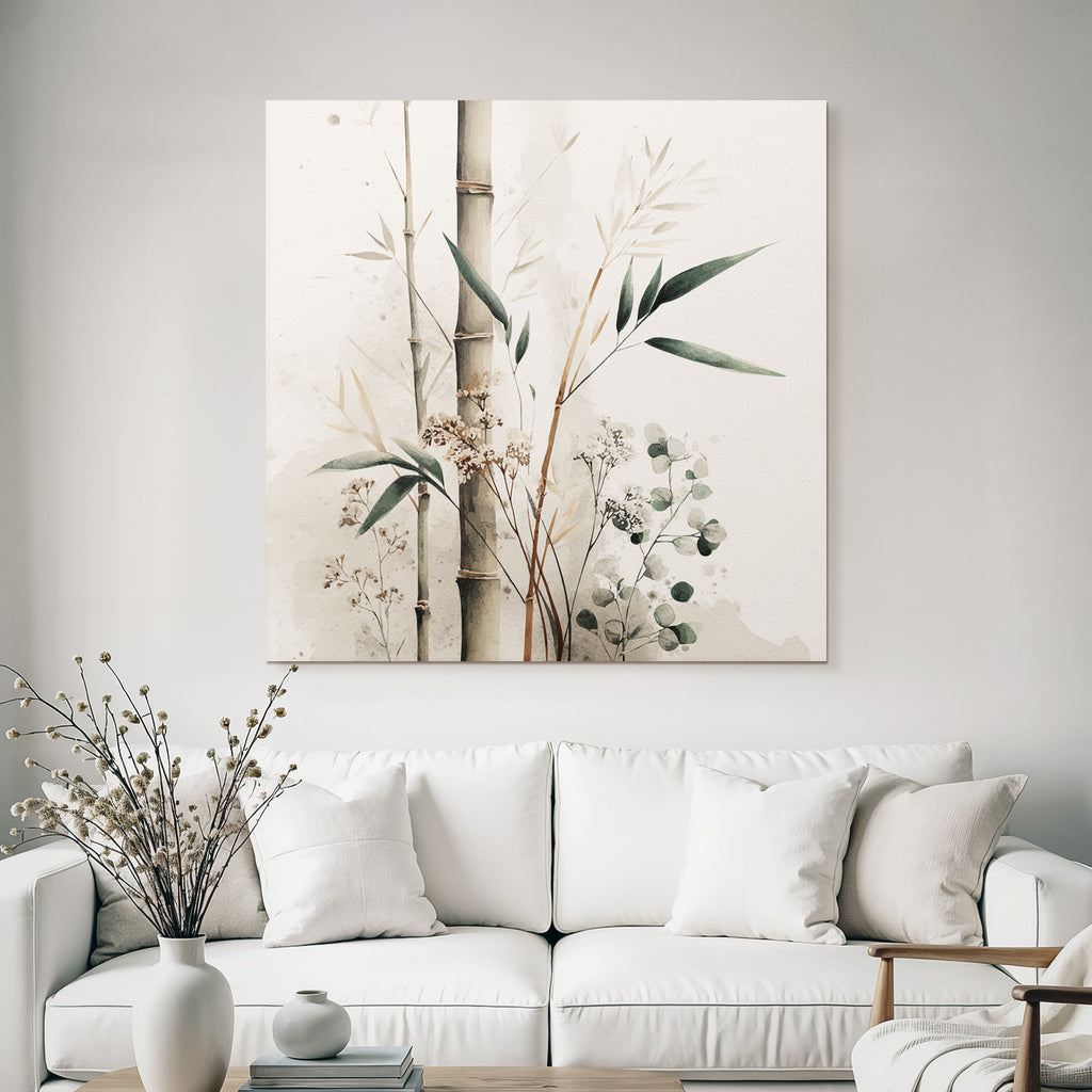 Artistic Bamboo Watercolor Decorative Plants Image