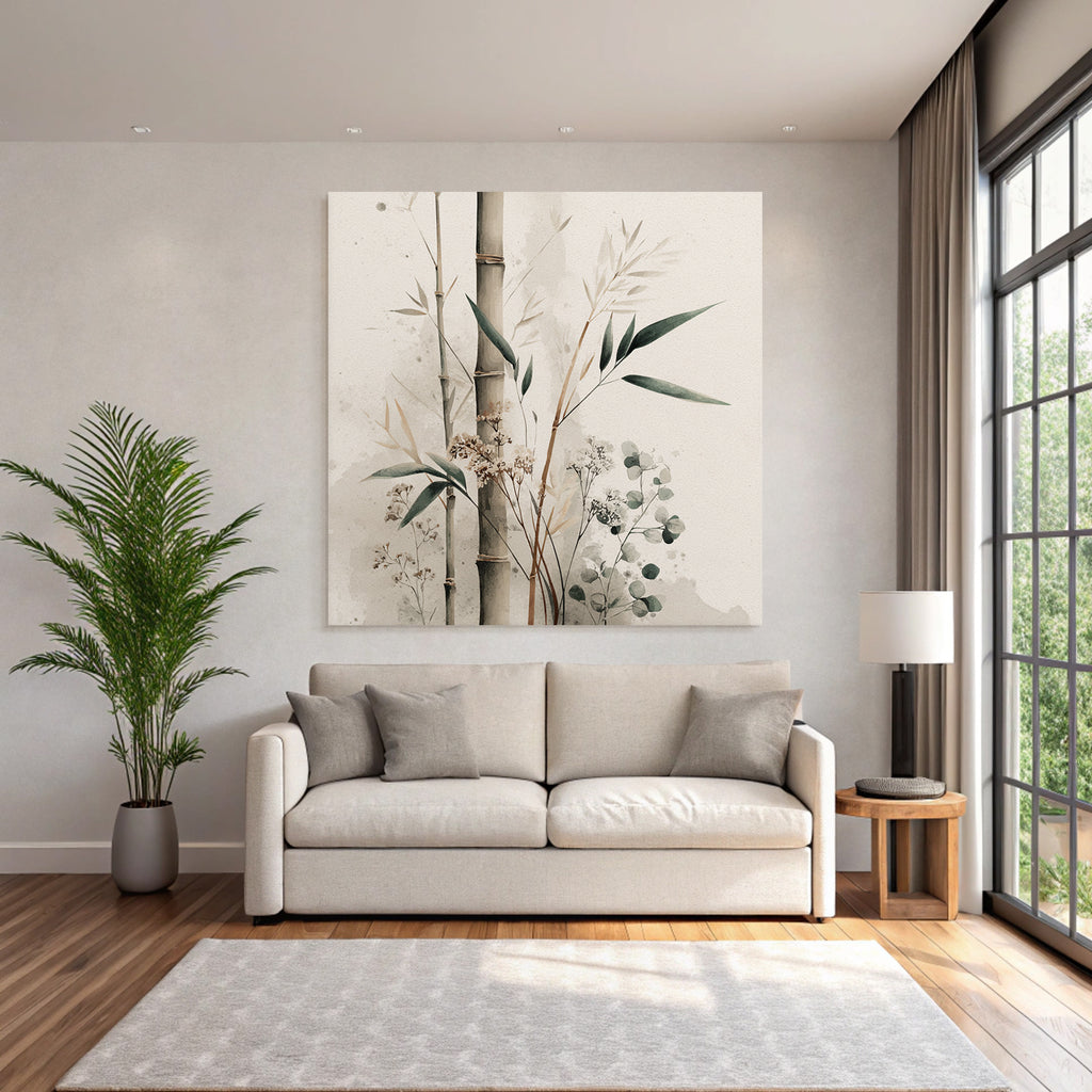 Artistic Bamboo Watercolor Decorative Plants Image
