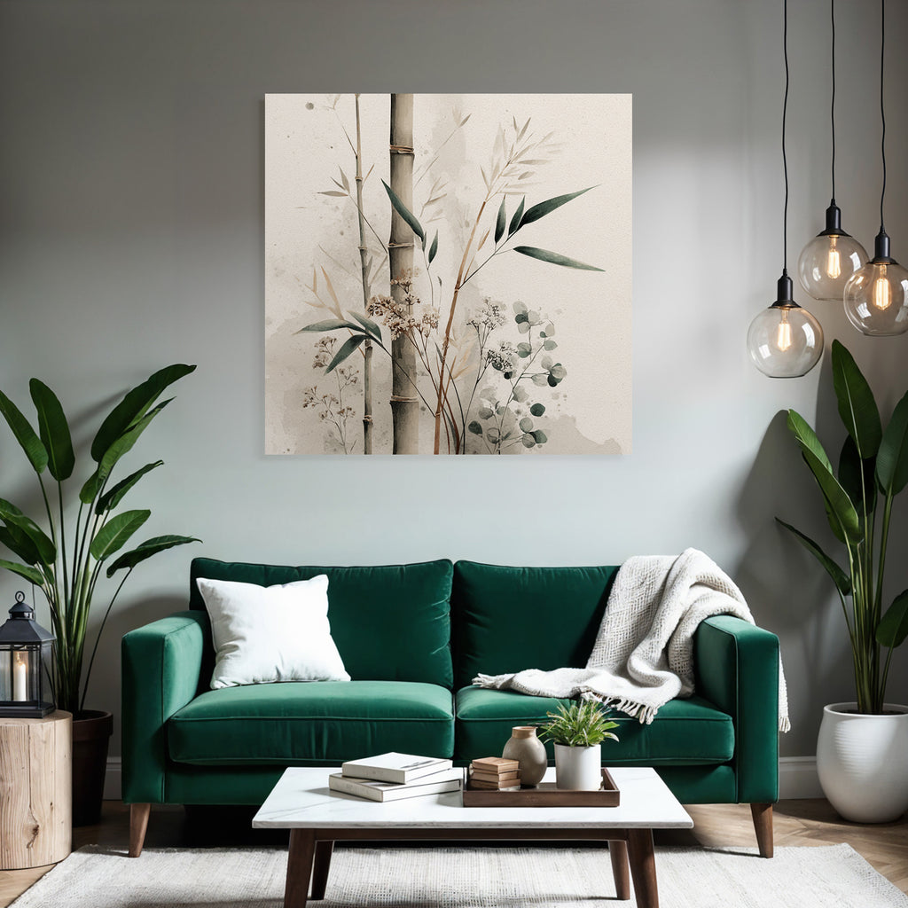 Artistic Bamboo Watercolor Decorative Plants Image