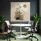 Artistic Plants Geometric Shapes Bamboo Foliage Square Illustration Beige Background