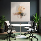 Bstraktes Kunstwerk Mit Pflanze Und Geometrischen Formen