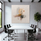Bstraktes Kunstwerk Mit Pflanze Und Geometrischen Formen
