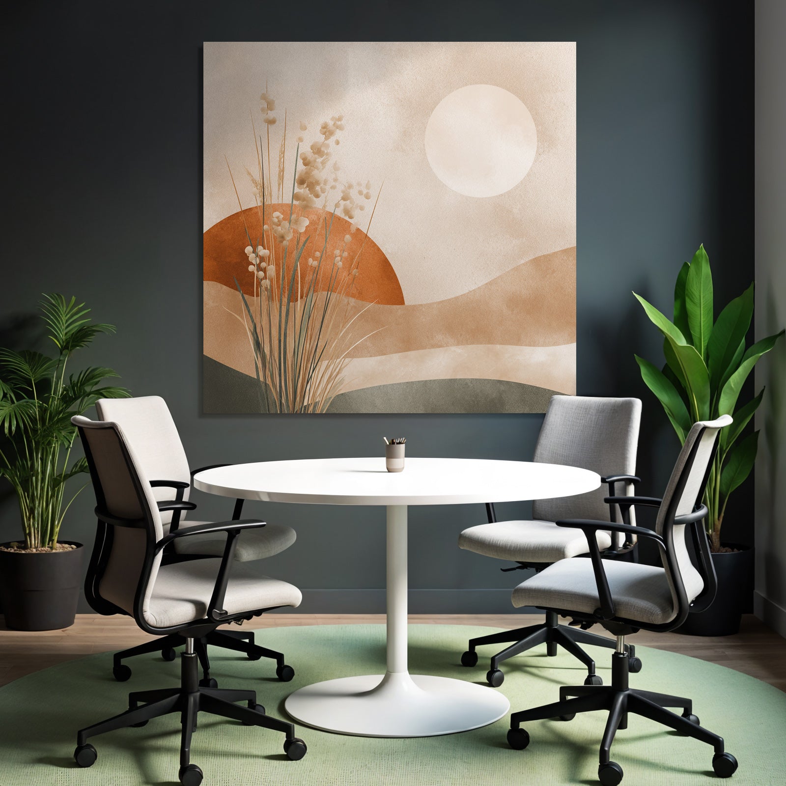 Minimalist Landscape Sun Hills Botanical Elements Square Design