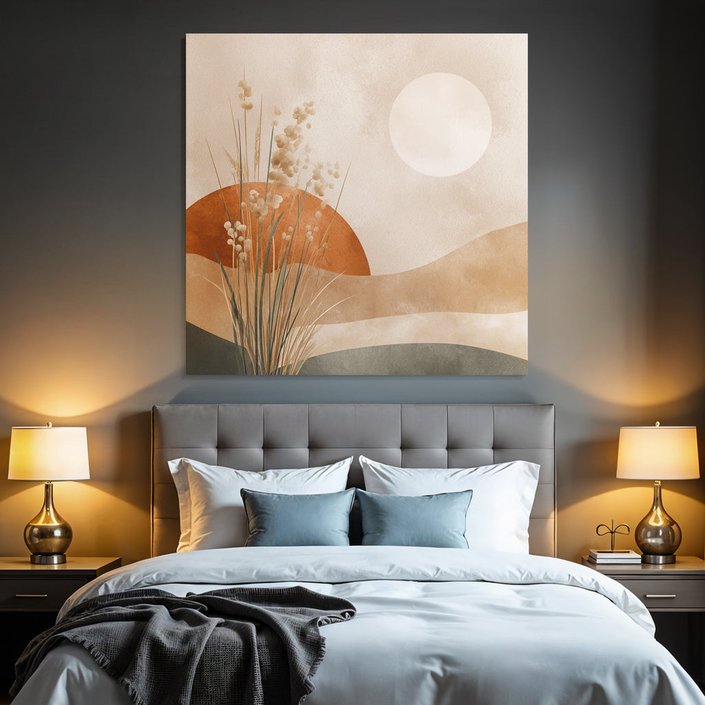 Minimalist Landscape Sun Hills Botanical Elements Square Design