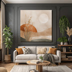 Minimalist Landscape Sun Hills Botanical Elements Square Design