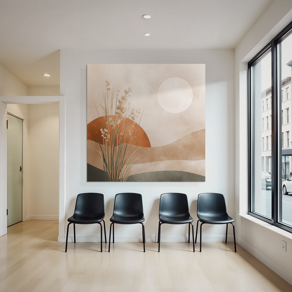 Minimalist Landscape Sun Hills Botanical Elements Square Design