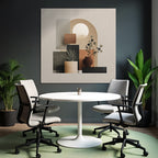 Modern Abstract Geometric Illustration With Plants And Sun Element Earthy Tones