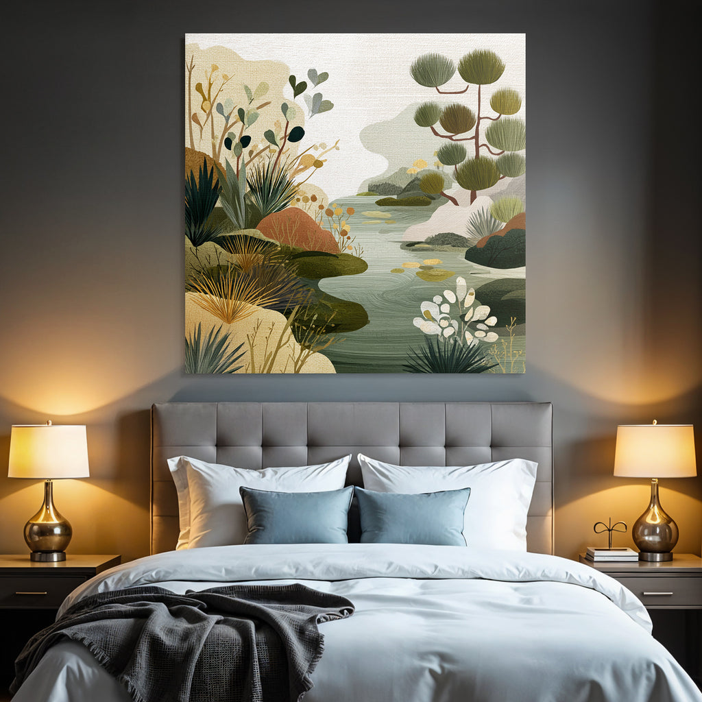 Natural Landscape Illustration Earthy Tones And Texture