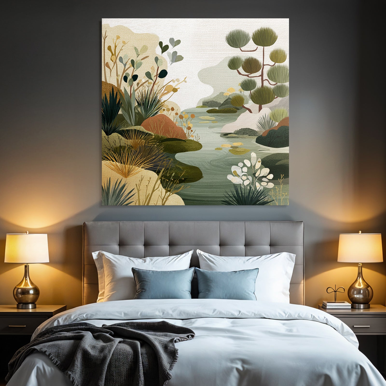Natural Landscape Illustration Earthy Tones And Texture
