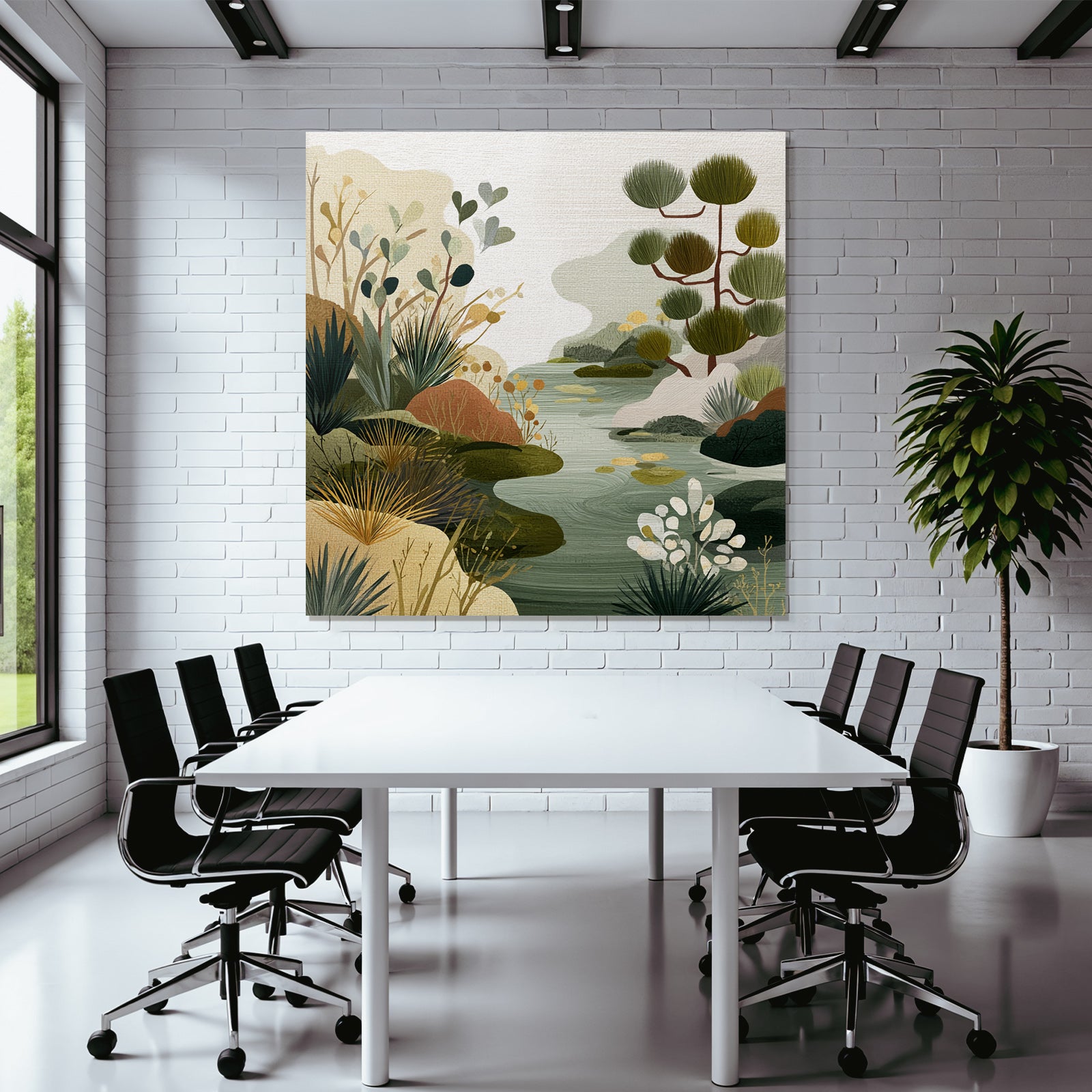 Natural Landscape Illustration Earthy Tones And Texture