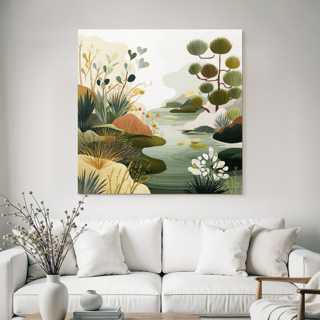 Natural Landscape Illustration Earthy Tones And Texture