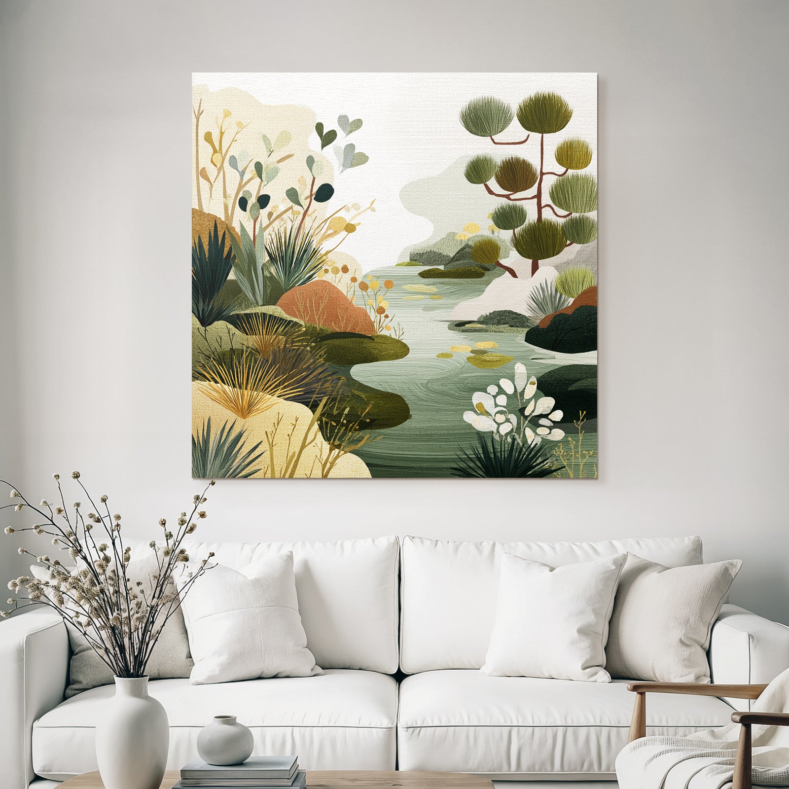Natural Landscape Illustration Earthy Tones And Texture