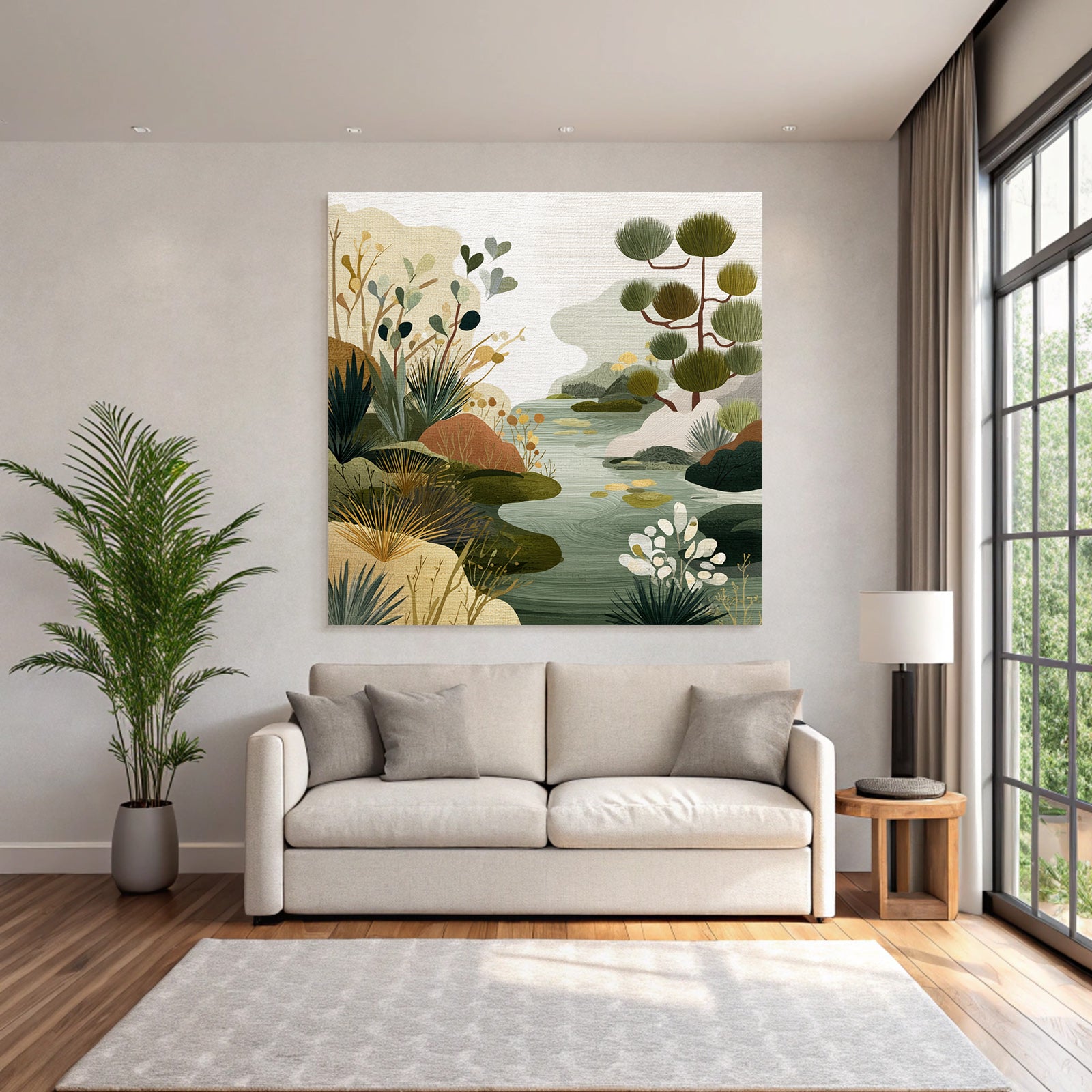 Natural Landscape Illustration Earthy Tones And Texture
