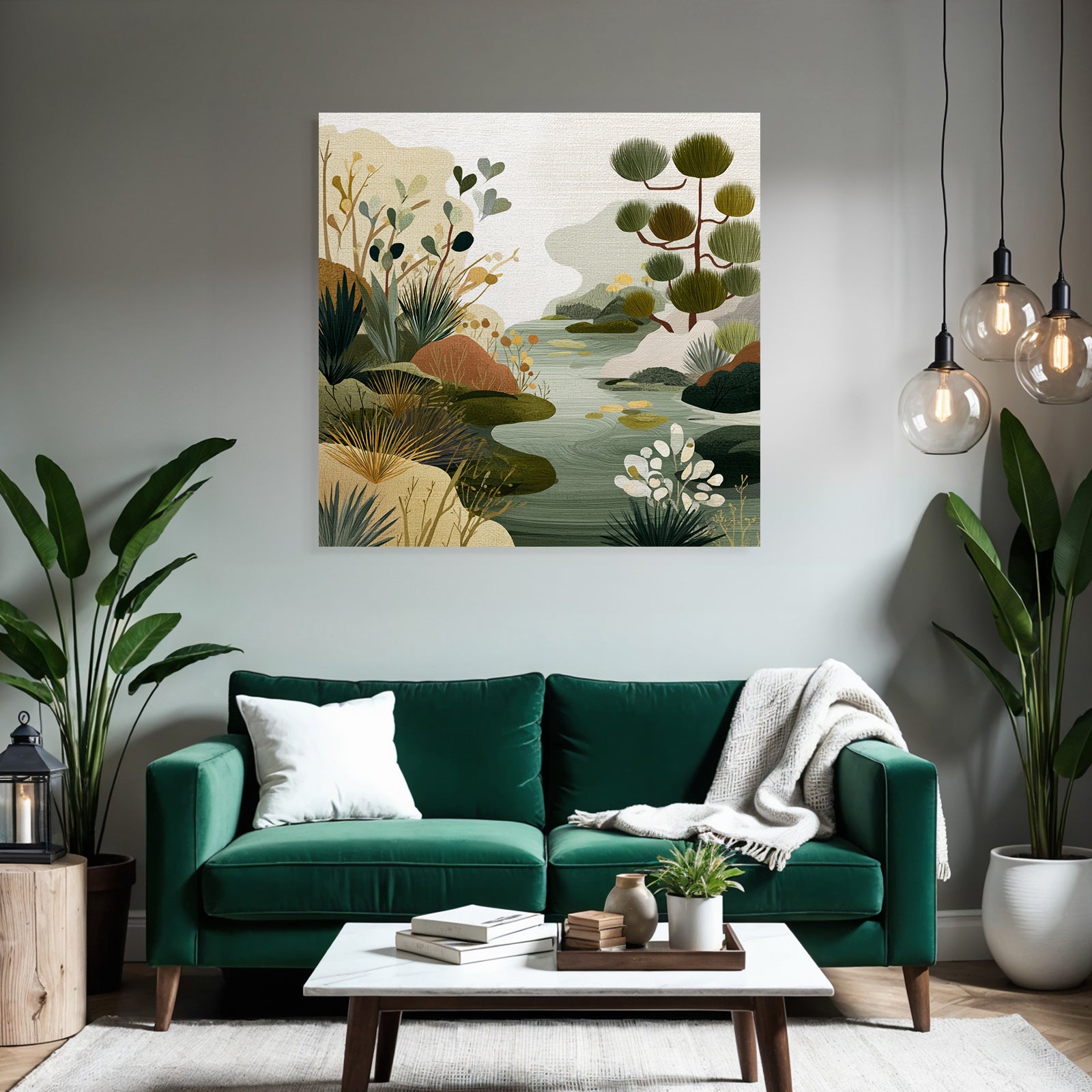 Natural Landscape Illustration Earthy Tones And Texture
