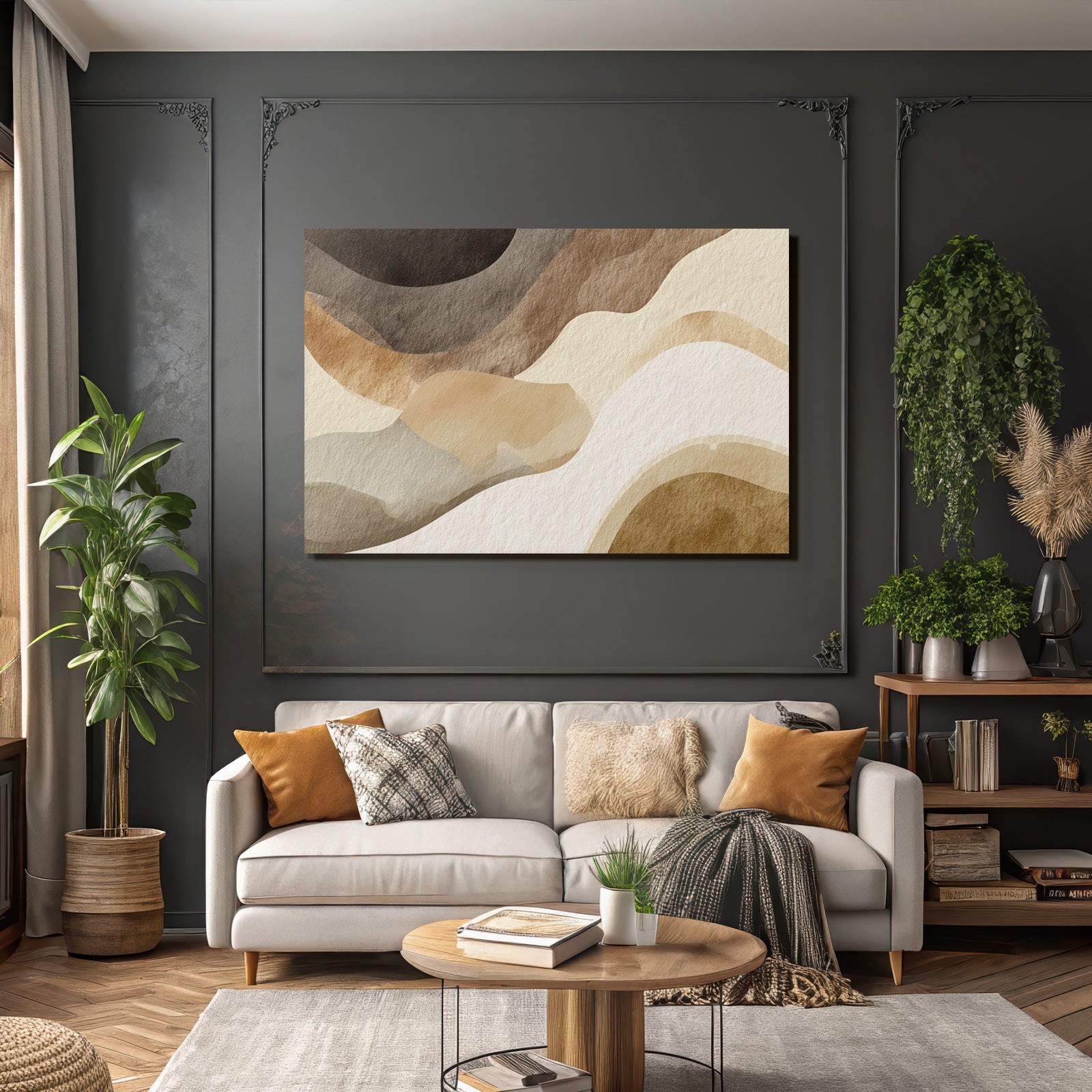 Abstraktes Aquarell Design Erdfarben