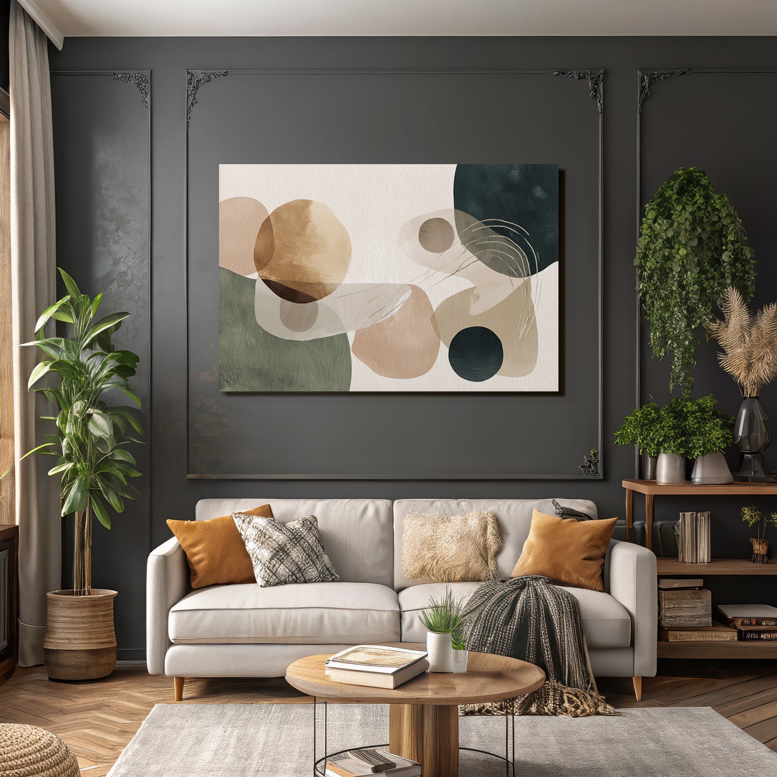 Abstract Artistic Composition Soft Earth Tones Shapes Colors