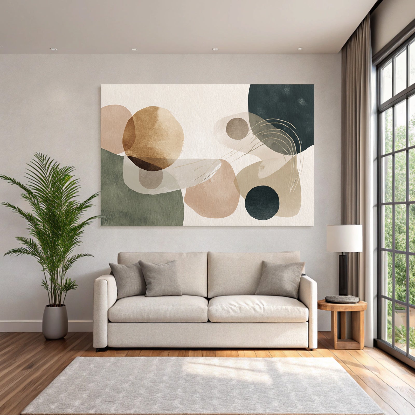 Abstract Artistic Composition Soft Earth Tones Shapes Colors