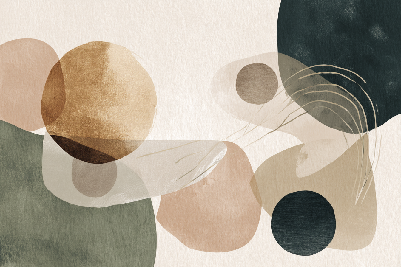 Abstract Artistic Composition Soft Earth Tones Shapes Colors | Japandi | Einrichtungsstile