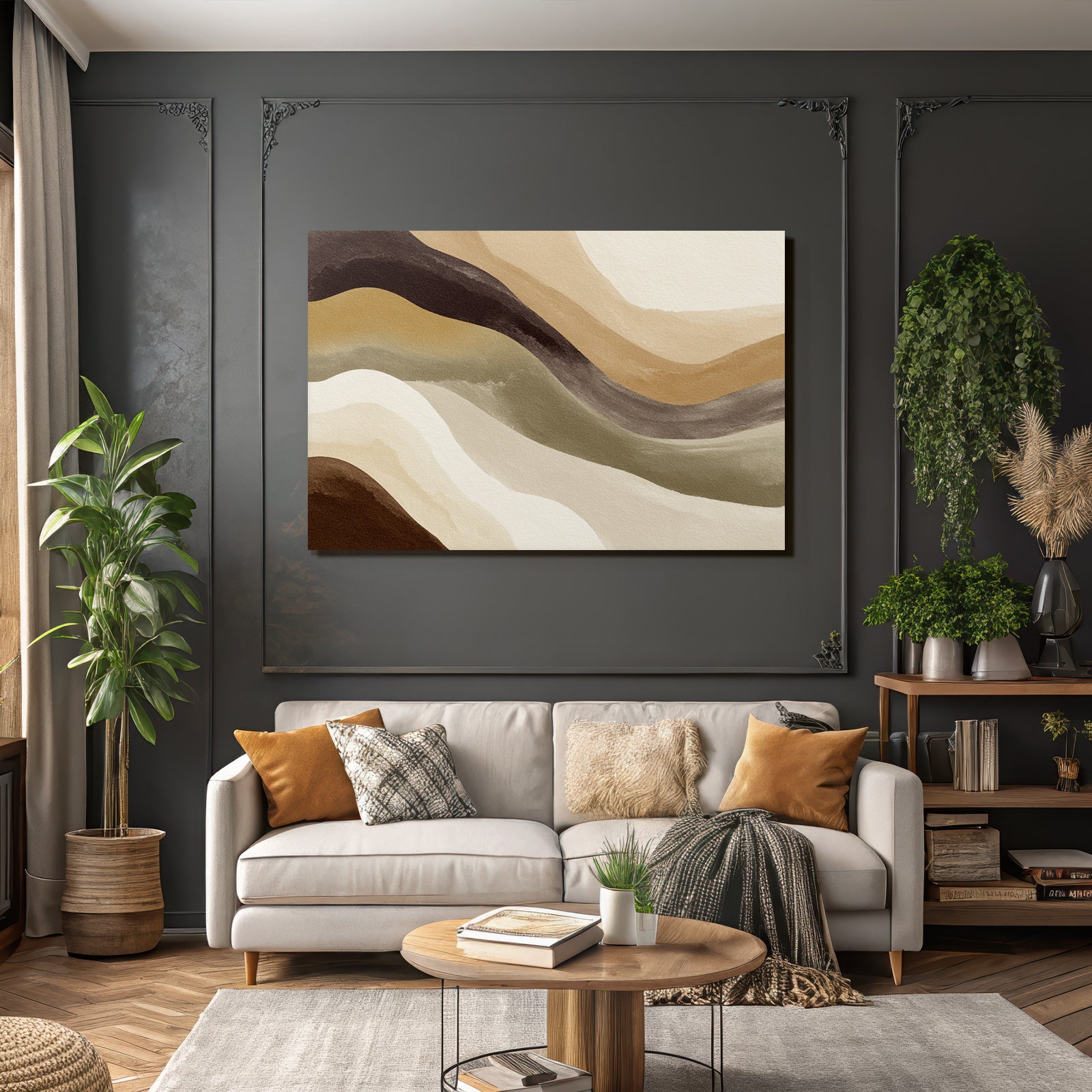 Abstract Artwork Earthy Colors Fluid Lines