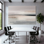 Abstract Artwork Soft Brush Strokes Muted Color Palette Gray Beige Pink Blending