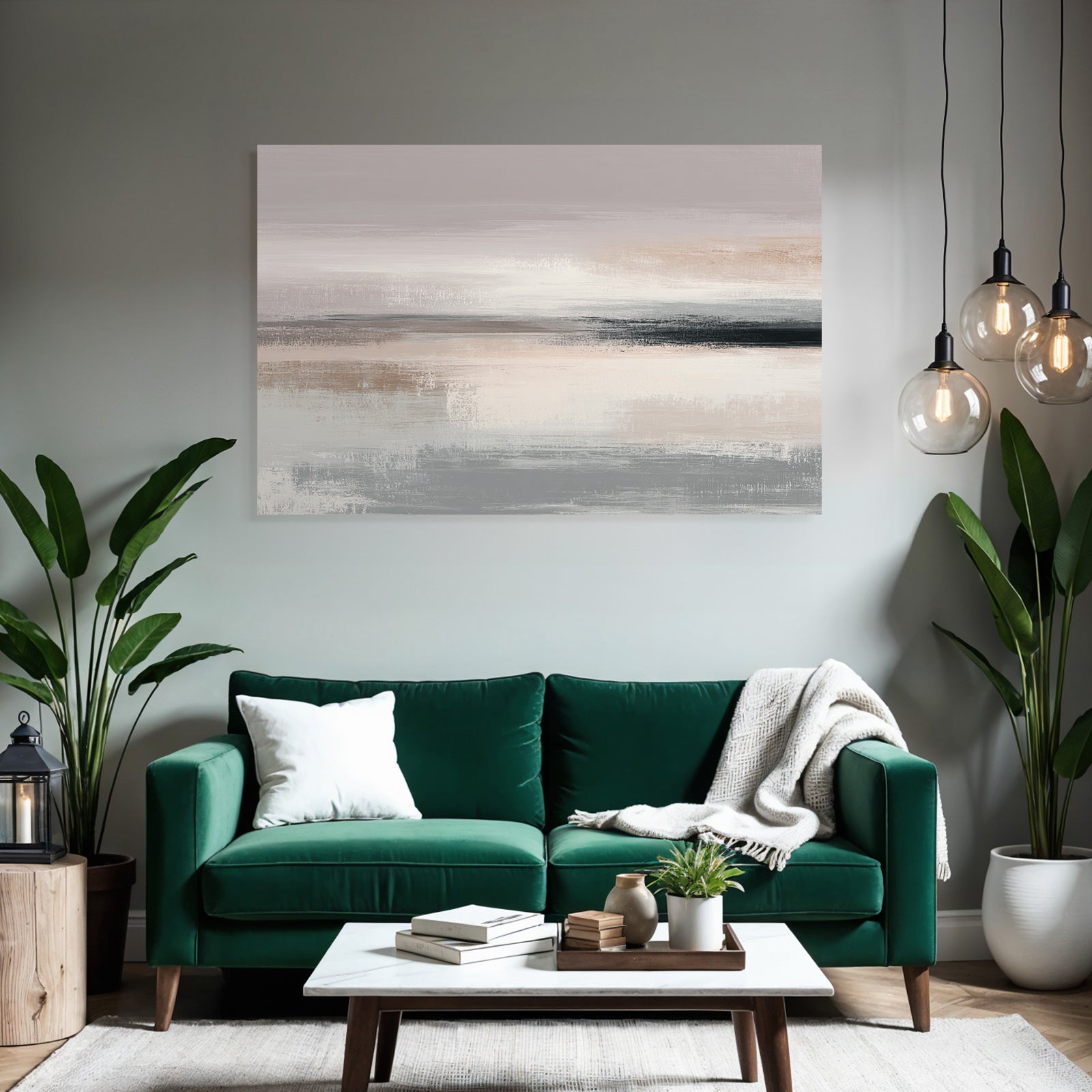 Abstract Artwork Soft Brush Strokes Muted Color Palette Gray Beige Pink Blending