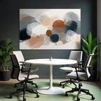 Abstract Circles Modern Aesthetic Muted Colors Blue Orange Beige Gray