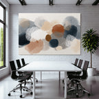 Abstract Circles Modern Aesthetic Muted Colors Blue Orange Beige Gray
