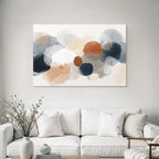 Abstract Circles Modern Aesthetic Muted Colors Blue Orange Beige Gray